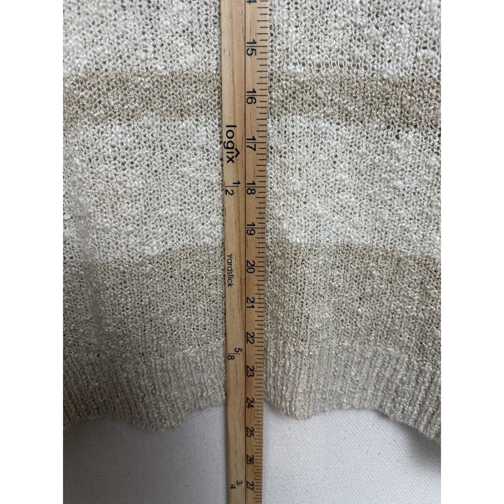 Women's BKE Sweater Sz M Tan White Long Sleeves 1/4 Lace Up Boxy Boho - Picture 16 of 16